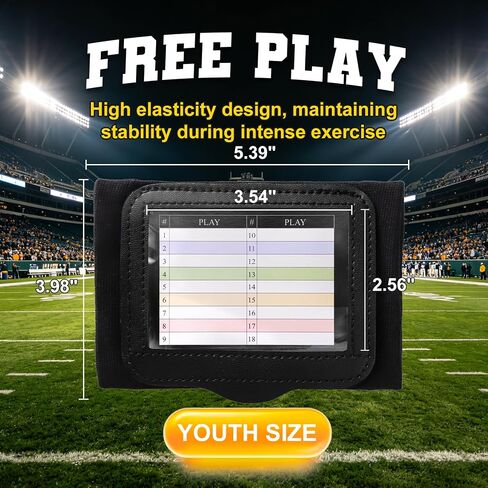 Football Play Wristbands, Softball Wristbands for Signs | Three Playsheet Compartments, PVC Window Quarterback Wrist Bands for Youth Baseball Matches and Flag Rugby in Kuwait