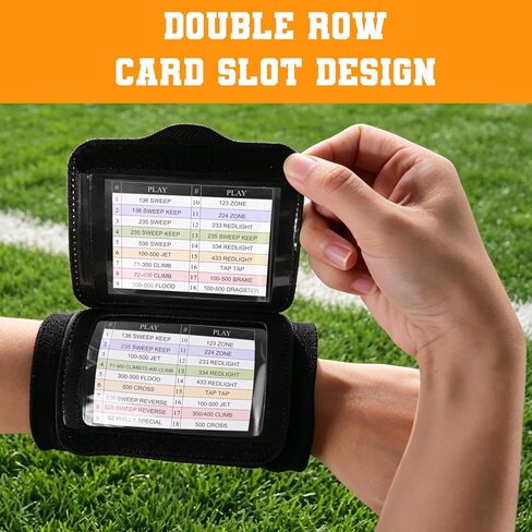 Football Play Wristbands, Softball Wristbands for Signs | Three Playsheet Compartments, PVC Window Quarterback Wrist Bands for Youth Baseball Matches and Flag Rugby in Kuwait