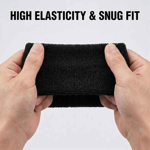 8 Pcs Sports Wrist Sweat Band for Men & Women， Absorbent Wristbands Tennis Sweat Bands, Elastic Wrist Bands for Basketball Tennis Football Gym Running Working Out in Kuwait