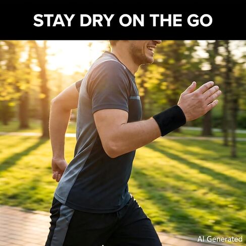 8 Pcs Sports Wrist Sweat Band for Men & Women， Absorbent Wristbands Tennis Sweat Bands, Elastic Wrist Bands for Basketball Tennis Football Gym Running Working Out in Kuwait