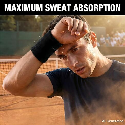 8 Pcs Sports Wrist Sweat Band for Men & Women， Absorbent Wristbands Tennis Sweat Bands, Elastic Wrist Bands for Basketball Tennis Football Gym Running Working Out in Kuwait