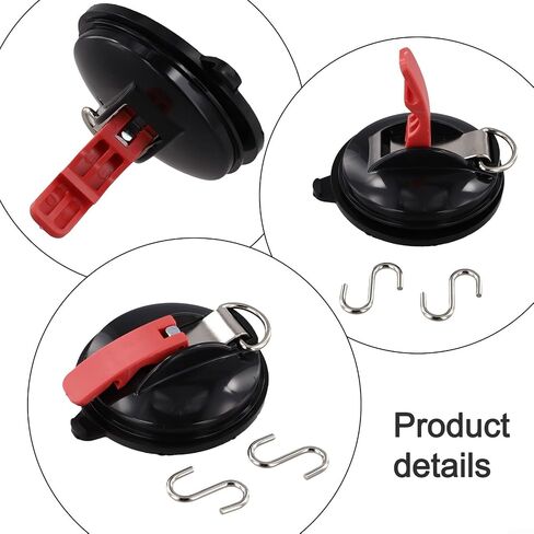 Suction Cup Hooks For Car Camping 100Lbs Capacity Vacuum Anchor With S-Hooks For Tents Tarps Canopies On Smooth Surfaces Glass Tiles Metal in Kuwait