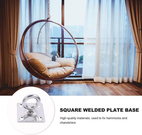 2pcs Stainless Steel Suspension Ceiling Hooks with Fixed Eye Plate, Anti-Rust and Sturdy Metal Brackets for Indoor and Outdoor Use, for Gymnastics Rings and Ceiling Brackets in Kuwait