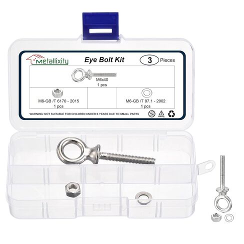 مسمار بعروة الكتف من METALLIXITY مع غسالات وصواميل (M6x40mm) مجموعة واحدة، 316 حلقة رفع من الفولاذ المقاوم للصدأ لآلات الفولاذ المقاوم للصدأ - لرفع الأحمال، فضي in Kuwait