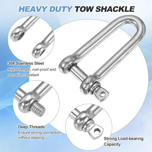 PATIKIL D Ring Shackles, (5/32" 4mm, 4 Pcs), 304 Stainless Steel Extended D Screw Pin Shackle Heavy Duty Mini Bow Clevis, Suit for-Outdoor/Chain/Boat/Sailboat/Rigging/Marine/Camping in Kuwait