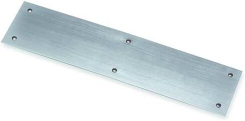 Rockwood 70A.28 Aluminum Standard Push Plate, Four Beveled Edges, 12" Height x 3" Width x 0.050" Thick, Clear Anodized Finish in Kuwait