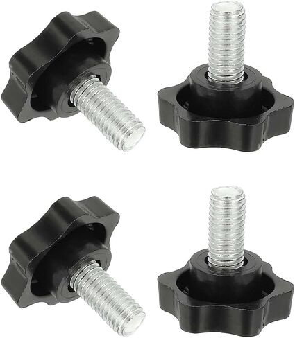 PATIKIL M10 x 25mm Thread Star Knobs, 4Pcs Plastic Star Hand Tightening Screw Clamping Handle with Bolts for Umbrella Base Replacement Woodworking Tools, Black in Kuwait