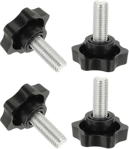 PATIKIL M10 x 25mm Thread Star Knobs, 4Pcs Plastic Star Hand Tightening Screw Clamping Handle with Bolts for Umbrella Base Replacement Woodworking Tools, Black in Kuwait
