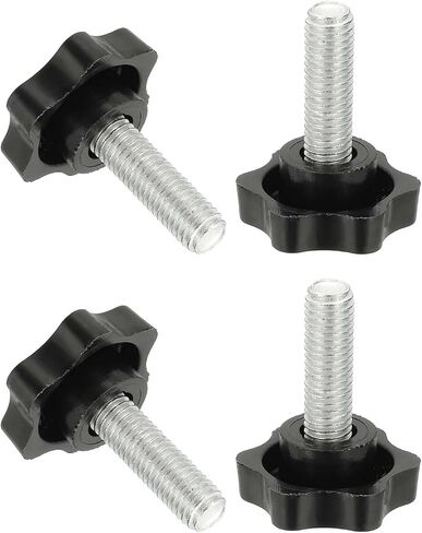 PATIKIL M10 x 25mm Thread Star Knobs, 4Pcs Plastic Star Hand Tightening Screw Clamping Handle with Bolts for Umbrella Base Replacement Woodworking Tools, Black in Kuwait