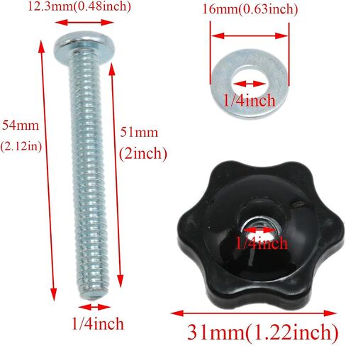 yukata 8set Universal T-Type Track Knob Kit T-Track 1/4-20 Threaded Bolts with Washers and Star Knobs T Track Fittings T-Track Accessories for Woodworking Jigs and Fixtures in Kuwait