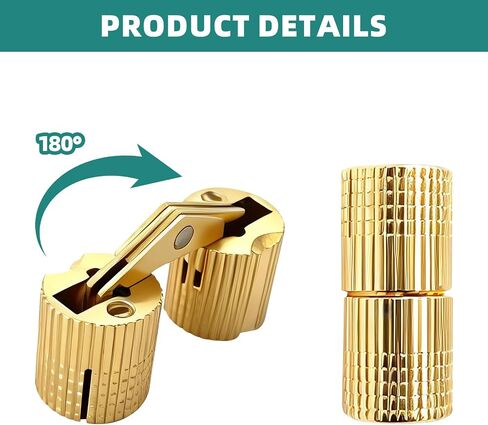 28 Pcs Hidden Brass Barrel Hinges, 8mm 10mm 5x19mm 20x4mm Concealed Barrel Hinges, 180 Degree and 135 Degree Opening Angle for Jewelry Box Wooden Cabinet DIY Craft with Screws and Screwdriver in Saudi Arabia