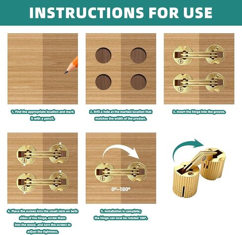 28 Pcs Hidden Brass Barrel Hinges, 8mm 10mm 5x19mm 20x4mm Concealed Barrel Hinges, 180 Degree and 135 Degree Opening Angle for Jewelry Box Wooden Cabinet DIY Craft with Screws and Screwdriver in Saudi Arabia