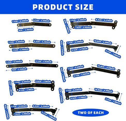 18 Pcs Bronze Lid Support Hinges, 3 Styles Small Medium Large Antique Rotatable Folding Lid Stay Hinges for Jewelry Box Wooden Cabinet Chest Cupboard with 60 Pcs Mounting Screws in Saudi Arabia