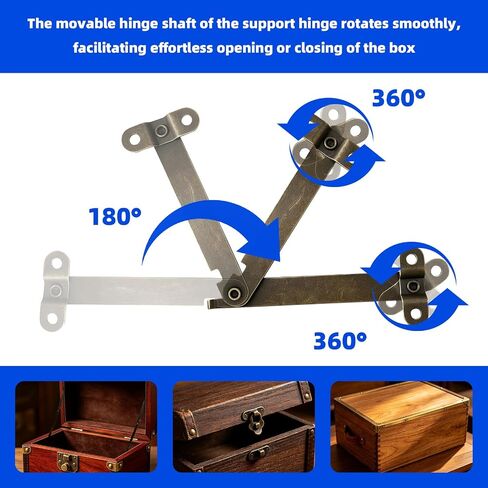 18 Pcs Bronze Lid Support Hinges, 3 Styles Small Medium Large Antique Rotatable Folding Lid Stay Hinges for Jewelry Box Wooden Cabinet Chest Cupboard with 60 Pcs Mounting Screws in Saudi Arabia