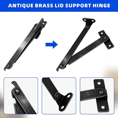 18 Pcs Bronze Lid Support Hinges, 3 Styles Small Medium Large Antique Rotatable Folding Lid Stay Hinges for Jewelry Box Wooden Cabinet Chest Cupboard with 60 Pcs Mounting Screws in Saudi Arabia