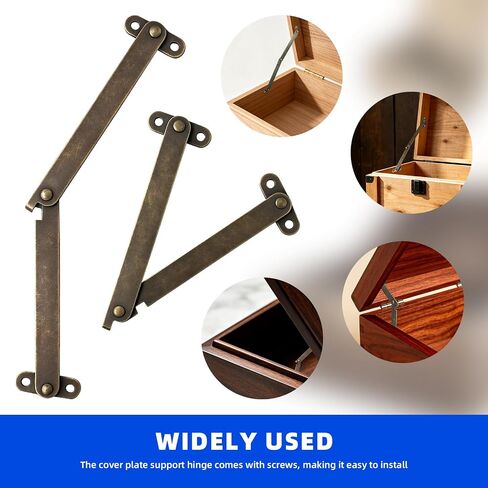 18 Pcs Bronze Lid Support Hinges, 3 Styles Small Medium Large Antique Rotatable Folding Lid Stay Hinges for Jewelry Box Wooden Cabinet Chest Cupboard with 60 Pcs Mounting Screws in Saudi Arabia