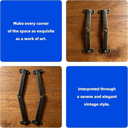 18 Pcs Bronze Lid Support Hinges, 3 Styles Small Medium Large Antique Rotatable Folding Lid Stay Hinges for Jewelry Box Wooden Cabinet Chest Cupboard with 60 Pcs Mounting Screws in Saudi Arabia