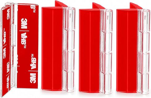 10-Pack Self-Adhesive Acrylic Hinges 25x33mm, Crystal Clear No-Drill Hinges with Industrial Adhesive, 275° Rotation for Jewelry Boxes, Display Cases & DIY Crafts in Kuwait