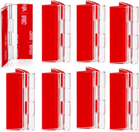 10-Pack Self-Adhesive Acrylic Hinges 25x33mm, Crystal Clear No-Drill Hinges with Industrial Adhesive, 275° Rotation for Jewelry Boxes, Display Cases & DIY Crafts in Kuwait