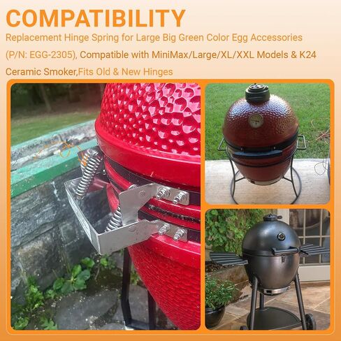 2 Pack Hinge Springs Replacement Parts for Big Green Egg Smoker | Fits MiniMax, Large, XL, XXL & K24 Ceramic Smoker Hinges, Durable Grill Accessory in Kuwait
