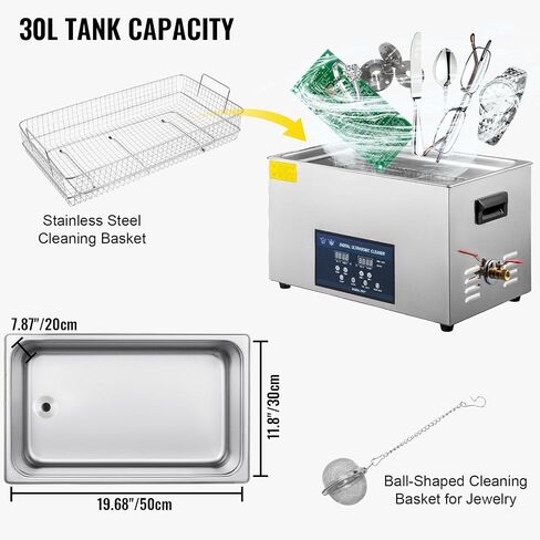 30L Ultrasonic Cleaner 28/40khz Dual Frequency Professional Ultrasonic Parts Cleaner with Heater Timer for Parts Dental Instruments Cleaning in Kuwait