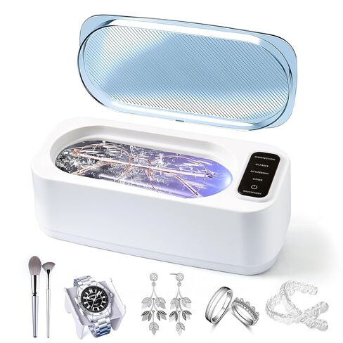 Ultrasonic Jewelry Cleaner,48kHz, 24W Professional Jewelry Cleaner, Eyeglass Cleaner, Retainer Cleaner with 4 Modes, 14oz 304 Stainless Steel Tank,Watch Stand,Tank for Gift in Saudi Arabia