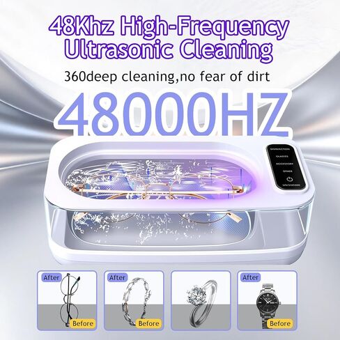 Ultrasonic Jewelry Cleaner,48kHz, 24W Professional Jewelry Cleaner, Eyeglass Cleaner, Retainer Cleaner with 4 Modes, 14oz 304 Stainless Steel Tank,Watch Stand,Tank for Gift in Saudi Arabia
