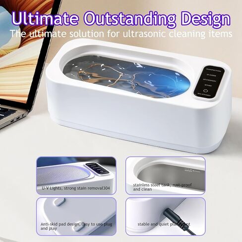 Ultrasonic Jewelry Cleaner,48kHz, 24W Professional Jewelry Cleaner, Eyeglass Cleaner, Retainer Cleaner with 4 Modes, 14oz 304 Stainless Steel Tank,Watch Stand,Tank for Gift in Saudi Arabia