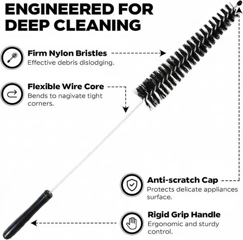Deflecto Flexible Appliance Brush 20" Long, Dryer Vent, Refrigerator and AC Coils - Bendable Wire Brush for Lint, Dust & Debris, Hard-to-Reach Vents, Crevices, Essential Home Maintenance Tool in Kuwait