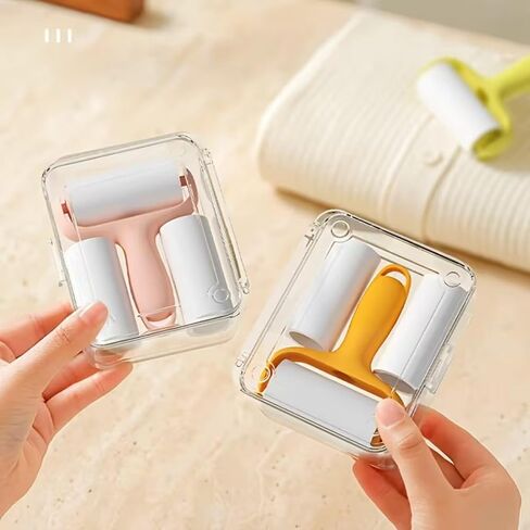 1Pcs Mini Lint Roller Set with 1 Handle and 3 Replacement Rolls, Portable Hair Catcher for Pets, Clothing, Carpets, and Car Seats, Pink in Kuwait