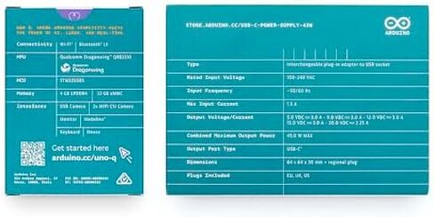 Arduino UNO Q 4GB AI Board + 45W USB‑C Power Supply, Linux, Wi‑Fi, Bluetooth for Robotics in Kuwait
