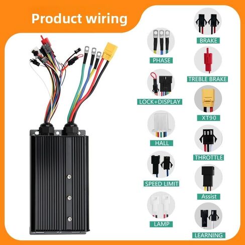 48-72V 80A Electric Bike Controller Three Mode 18 Tube Sine Wave Electric Bicycle Controller with XT90, Aluminum Alloy 3000W 5000W E-Bike Control System for Lithium Battery Modification Accessories in Kuwait