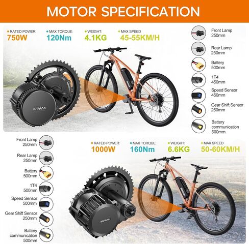 BAFANG Mid Drive Kit: BBS02B 750W & BBS-HD 1000W Programmable Mid-Drive Motor Kit with Display & Battery (Optional), Universal Ebike Motor Kit for Mountain Road City Recumbent Bikes in Kuwait