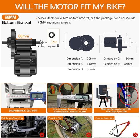 BAFANG Mid Drive Kit: BBS02B 750W & BBS-HD 1000W Programmable Mid-Drive Motor Kit with Display & Battery (Optional), Universal Ebike Motor Kit for Mountain Road City Recumbent Bikes in Kuwait