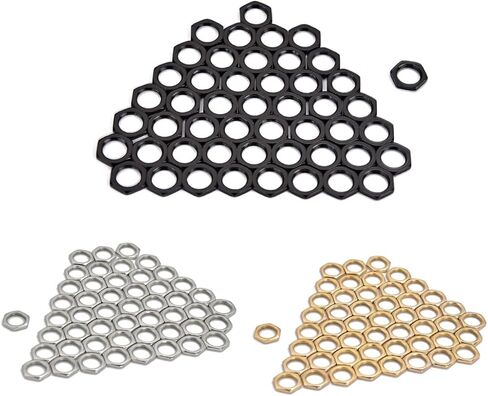 YARNOW 50 Pcs Black M8 Zinc Alloy Fine Nut for Guitar Socket Jack 8mm Inner Diameter Thin Nut Design for Electric Bass and Instrument Applications in Kuwait