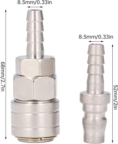 Brass Air Coupler, Self Locking, Quick Connect, Pneumatic Hose Fittings, Plated Stainless Steel, 8mm Long Tail, for Automotive Repair, Industrial Machinery, DIY Projects, Ho in Kuwait
