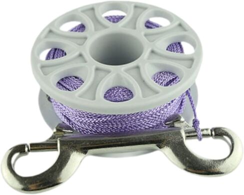Compact Finger Spool Scuba Reel with Double Ended Clip for Spearfishing, Violet Line in Kuwait