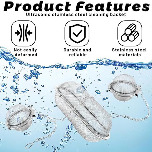 5 Pcs Ultrasonic Cleaner Basket, Stainless Steel Basket for Ultrasonic, Stainless Steel Mesh Baskets with Lock and Hook Small Parts Jewelry Cleaning Baskets in Kuwait