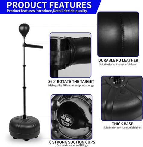 SYNTECSO Spinning Reflex Bar with Punching Bag, HAdjustable Height Boxing Bar, Boxing Speed Trainer for Home Gym in Kuwait