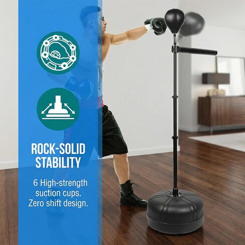 SYNTECSO Spinning Reflex Bar with Punching Bag, HAdjustable Height Boxing Bar, Boxing Speed Trainer for Home Gym in Kuwait