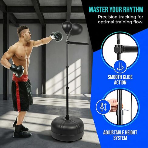 SYNTECSO Spinning Reflex Bar with Punching Bag, HAdjustable Height Boxing Bar, Boxing Speed Trainer for Home Gym in Kuwait