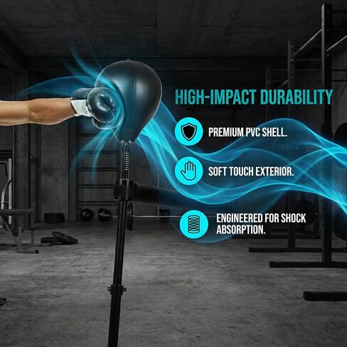 SYNTECSO Spinning Reflex Bar with Punching Bag, HAdjustable Height Boxing Bar, Boxing Speed Trainer for Home Gym in Kuwait