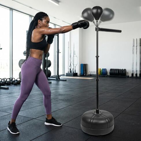 SYNTECSO Spinning Reflex Bar with Punching Bag, HAdjustable Height Boxing Bar, Boxing Speed Trainer for Home Gym in Kuwait