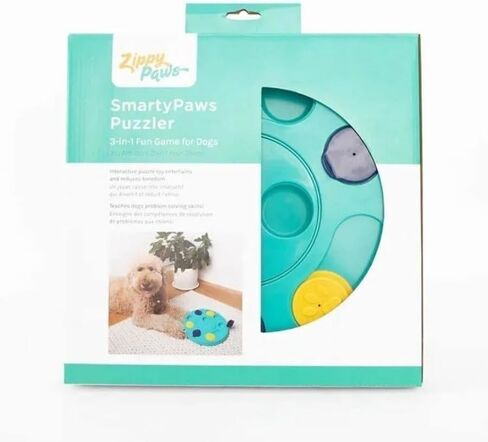 ZippyPaws - SmartyPaws - لعبة ألغاز للكلاب - 3 في 1 لعبة ألغاز تفاعلية للكلاب، تعلم مهارات حل المشكلات، باللون الأزرق المخضر in Kuwait