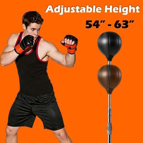 Speed Punching Bag with Stand(Rubber Mat), Vacuum Suction Base Adjustable Reflex Ball for Kids Teens Adults, Home Office Boxing Training Equipment for Stress Relief Workout for Boys in Kuwait