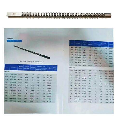 دفع من نوع Keyway Broach 3/8 "مربع بروش بوصة حجم عالية السرعة الصلب باستخدام الحاسب الآلي أداة القطع الهندسة الدقيقة in Kuwait