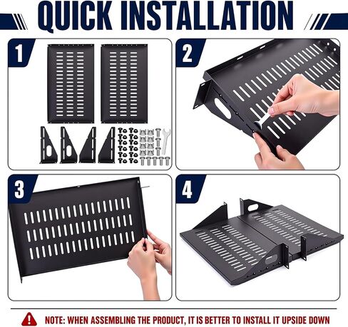 2U Cantilever Server Shelf Mount 19 بوصة 2 قطعة مجموعة صينية تنفيس مركزية مرجحة لحاوية معدات شبكة بيانات AV، سعة 110 رطل، عمق 10 بوصة، أسود (2U10InD) in Kuwait