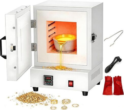 2000w Electric Sintering Furnace, Electric Ceramic Laboratory Muffle Kiln, Melting Up to 1150℃ & 4-Sided Even Heat Distribution, Real-Time Temp Monitoring for Jewelry Plaster Molds in Saudi Arabia