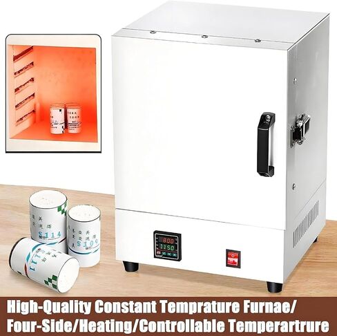 2000W Electric Kiln Furnace for Jewelry, Adjustable 0-2102℉ Muffle Oven with Pliers, High-Temperature Laboratory Casting Tool in Kuwait