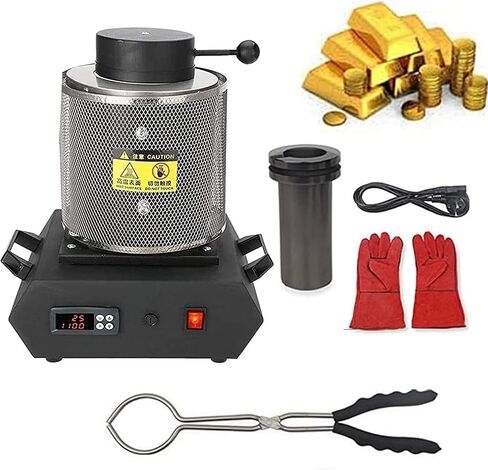 Automatic Electric Melting Furnace, 1150℃ Automatic Digital Melting Furnace, with Metal Anti-Scalding Net, for Casting Melting Refining Precious Metals (3KG) (3KG) in Kuwait